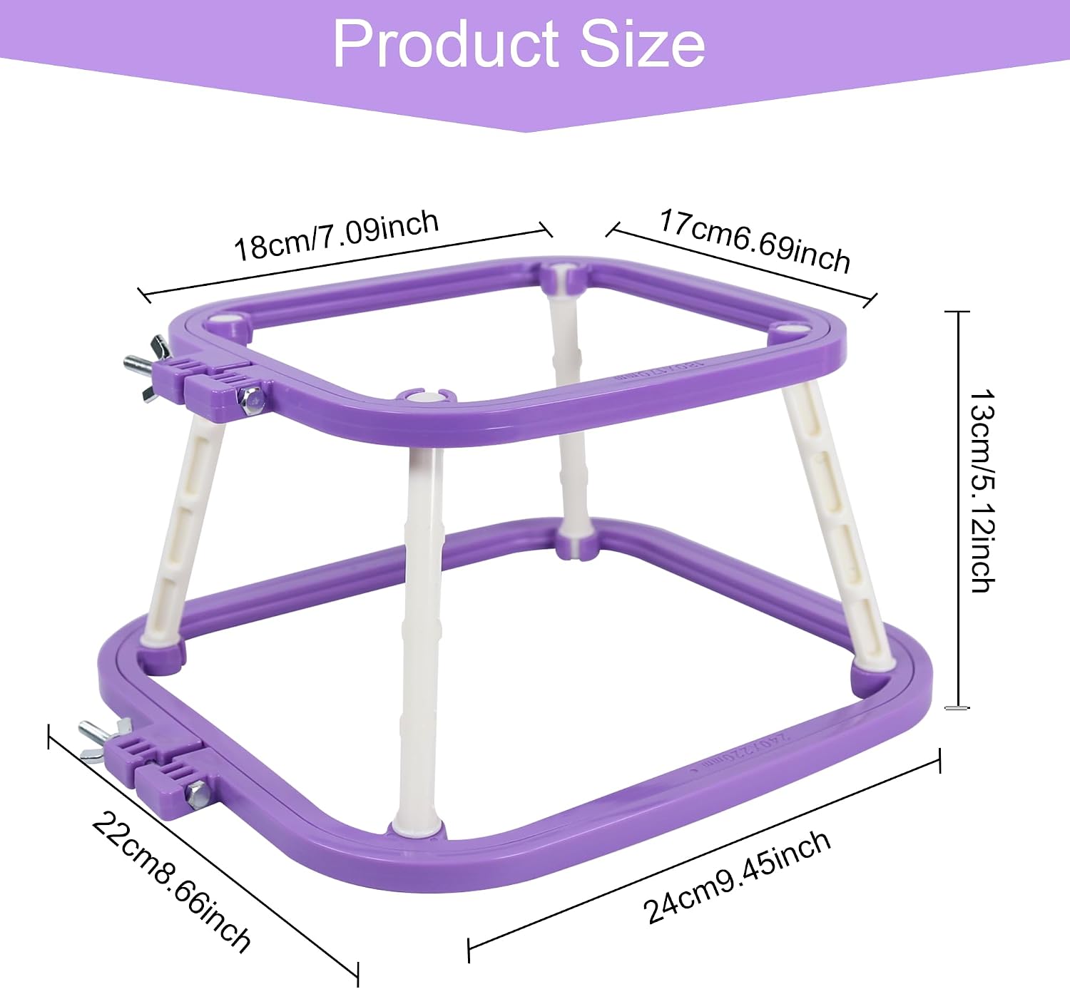 Versatile Double Embroidery Stand, Compact Desktop Embroidery Cross Stitch Frame-Hands Free 2-Tier Embroidery Hoop Frame for Needlepoint Sewing Craft Projects (Violet)