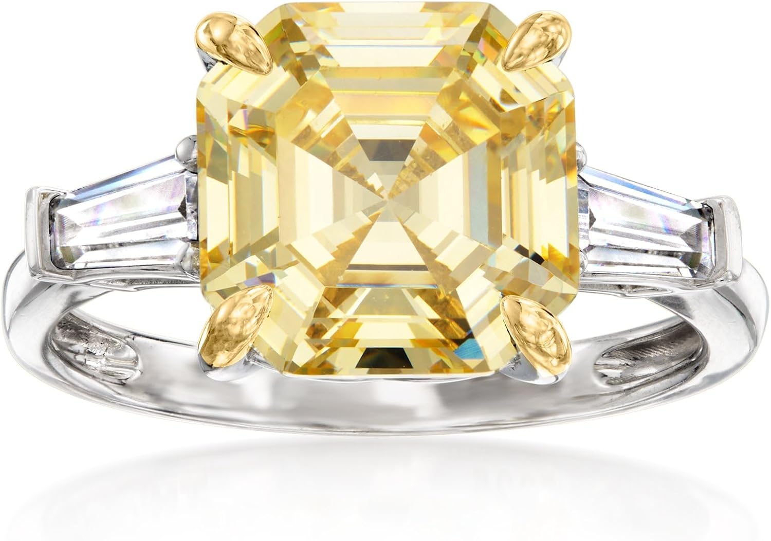 Ross-Simons 6.00 ct. t.w. Yellow and White CZ Ring in Sterling Silver With 18kt Gold Over Sterling