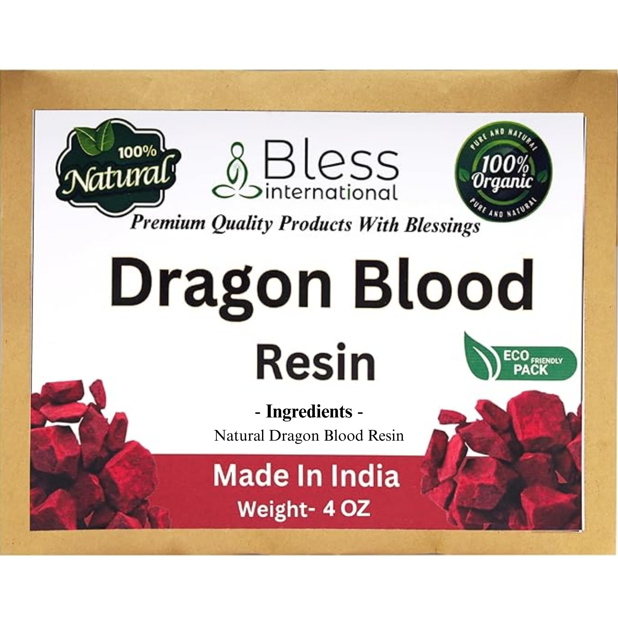 Bless International Premium Grade A Indian Dragon’s Blood Resin Dracaena Daemonorops Draco Sap 100% Pure Natural Organic Incense Sangre De Grado Gum Sacred Aroma for Yoga 0.25Lb-113.3-Grams-4-Ounces