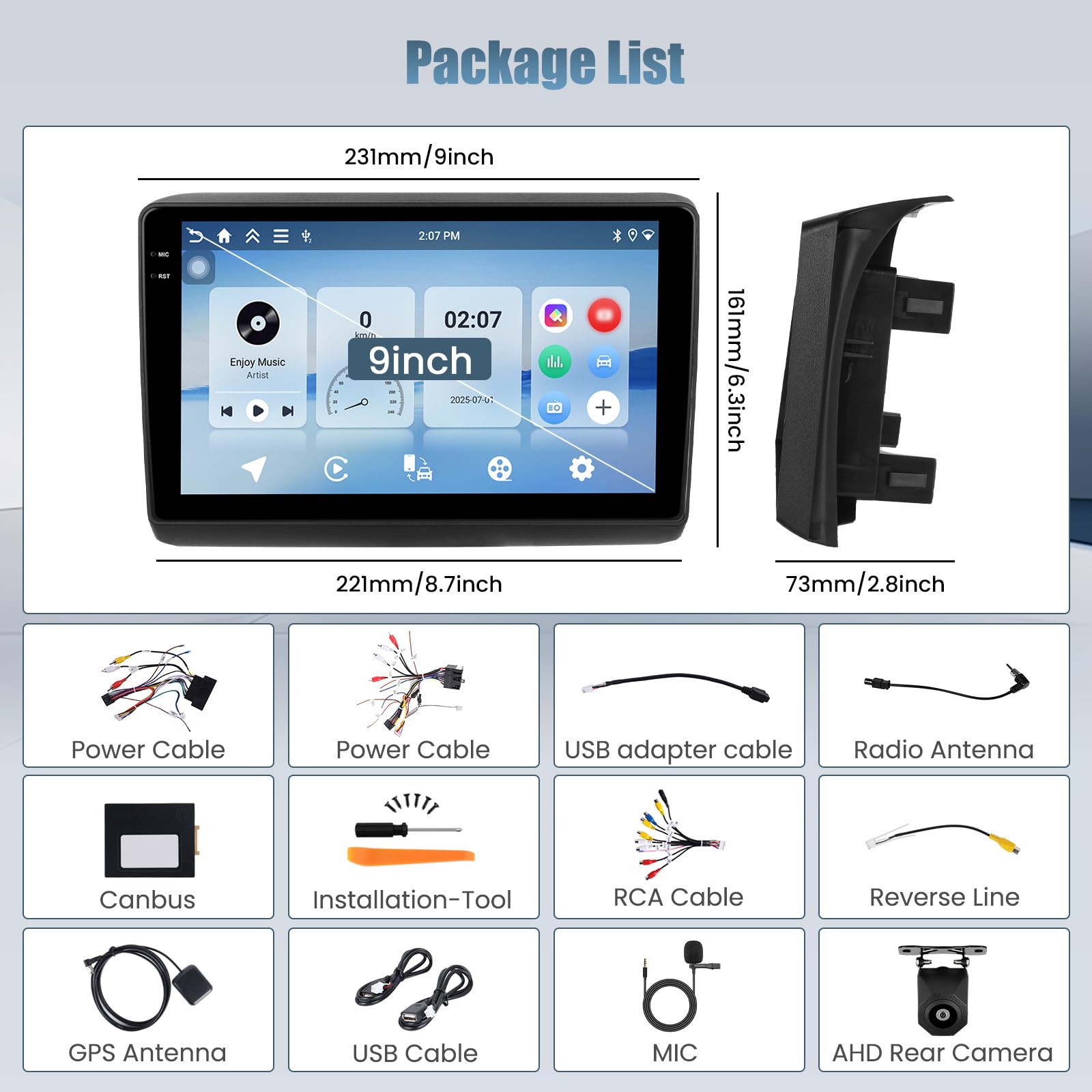 4+128G Radio Android 15 para Fiat Ducato Peugeot Boxer Citroen Jumper 2006-2023 Incell Screen Carplay Android Auto Roinvou, 9'' Pantalla Táctil Radio GPS Bluetooth EQ WiFi RDS FM SWC Cámara Trasera