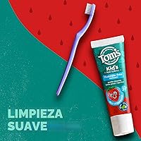 Vista 4 de Tom's of Maine Pasta dental natural sin flúor para niños, a partir de 2 años, Fresa Divertida, 5.1 oz. Paquete de 3 (de vuelta en fórmula original)