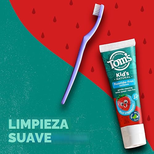 Miniatura 4 de Tom's of Maine Pasta dental natural sin flúor para niños, a partir de 2 años, Fresa Divertida, 5.1 oz. Paquete de 3 (de vuelta en fórmula original)
