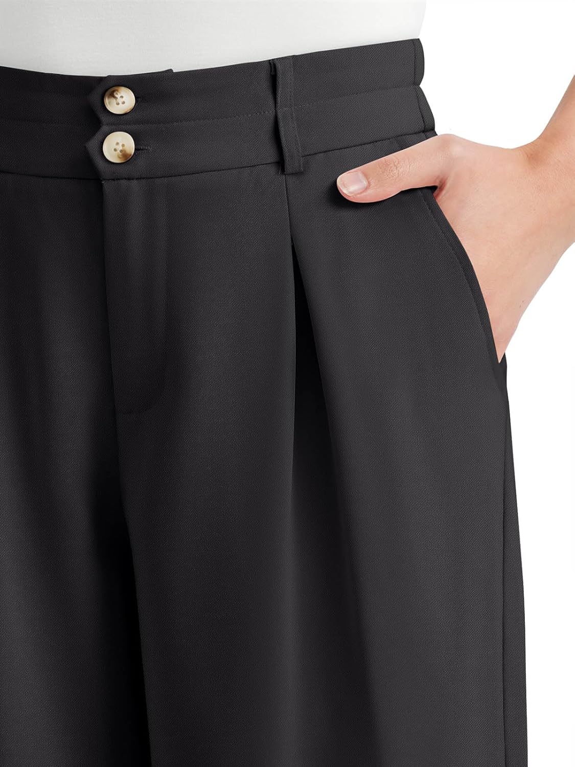 NIMIN Women Wide Leg Pants High Waisted Dress Work Trousers Pleated Button 2026 Business Casual Outfits with Pockets - Image 4