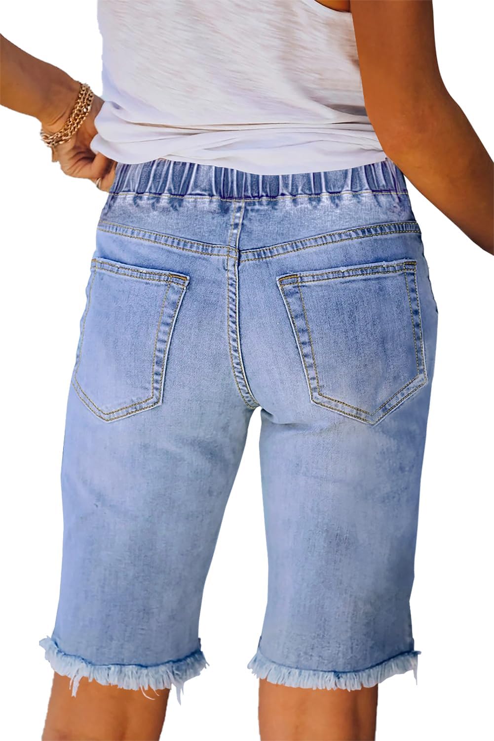 Jean Shorts for Women Bermuda Stretchy Denim Shorts Mom Trendy