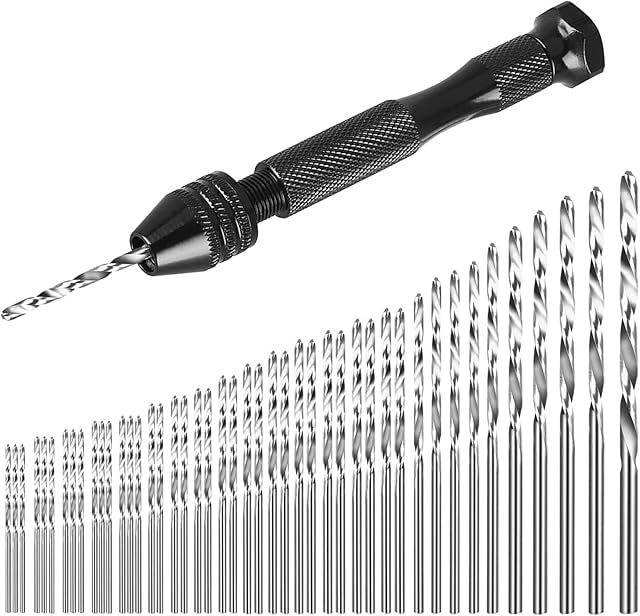 49Pcs Pin Vise Hand Drill for Model Making,Mini Pin Vise Hobby Drill with 0.5-3mm Bits,Micro Drill Bit Set,Precise Small Hand Drill for Resin,Jewelry,Craft,Manual Work,Model Making.