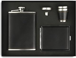 Juego de petaca de acero inoxidable de regalo para hombres, 8 onzas, bar, fiesta, camping, barbacoa, petaca de bolsillo portátil, color verde (caja negra)