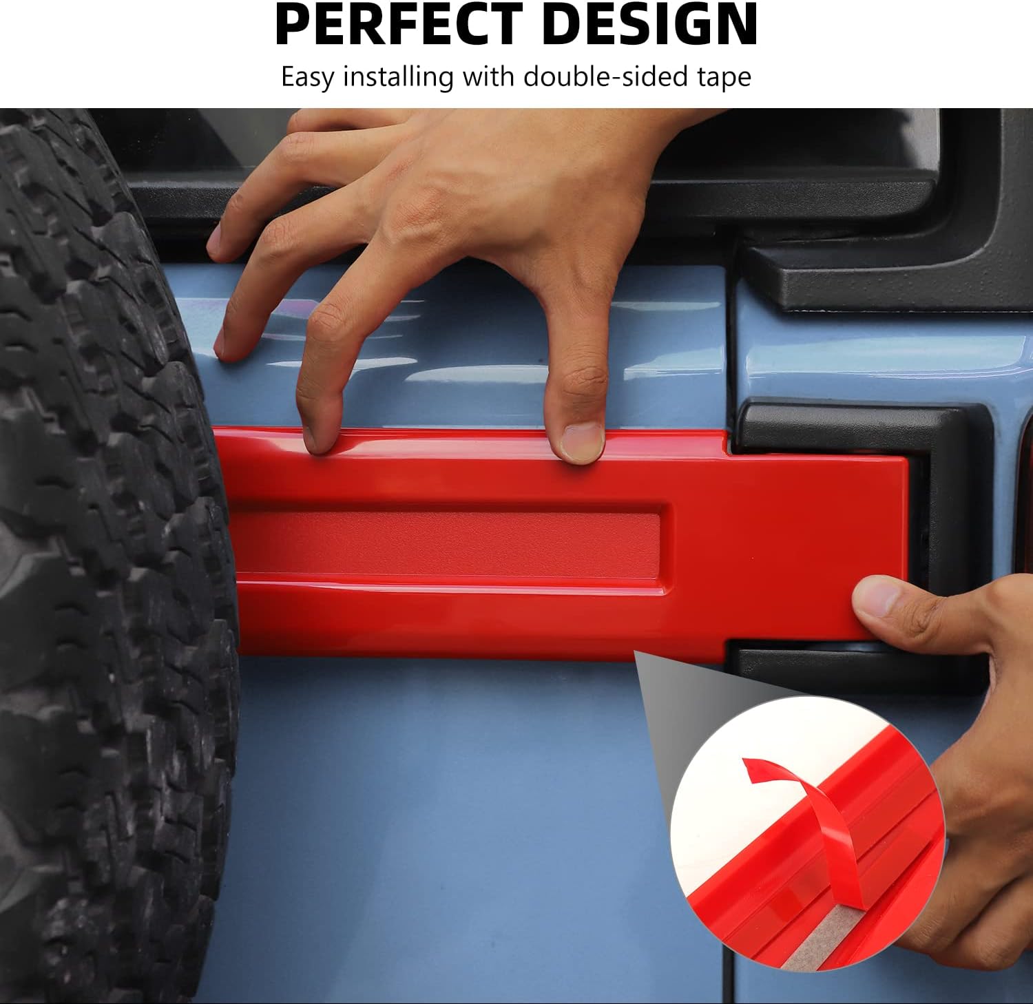 JK 12PCS Full Set Exterior Trim Kit, Door Hinge Cover & Engine Hood Hinge Trim & Spare Tire Bracket Trim Compatible with 2007-2017 Jeep Wrangler JK 4-Door, Red