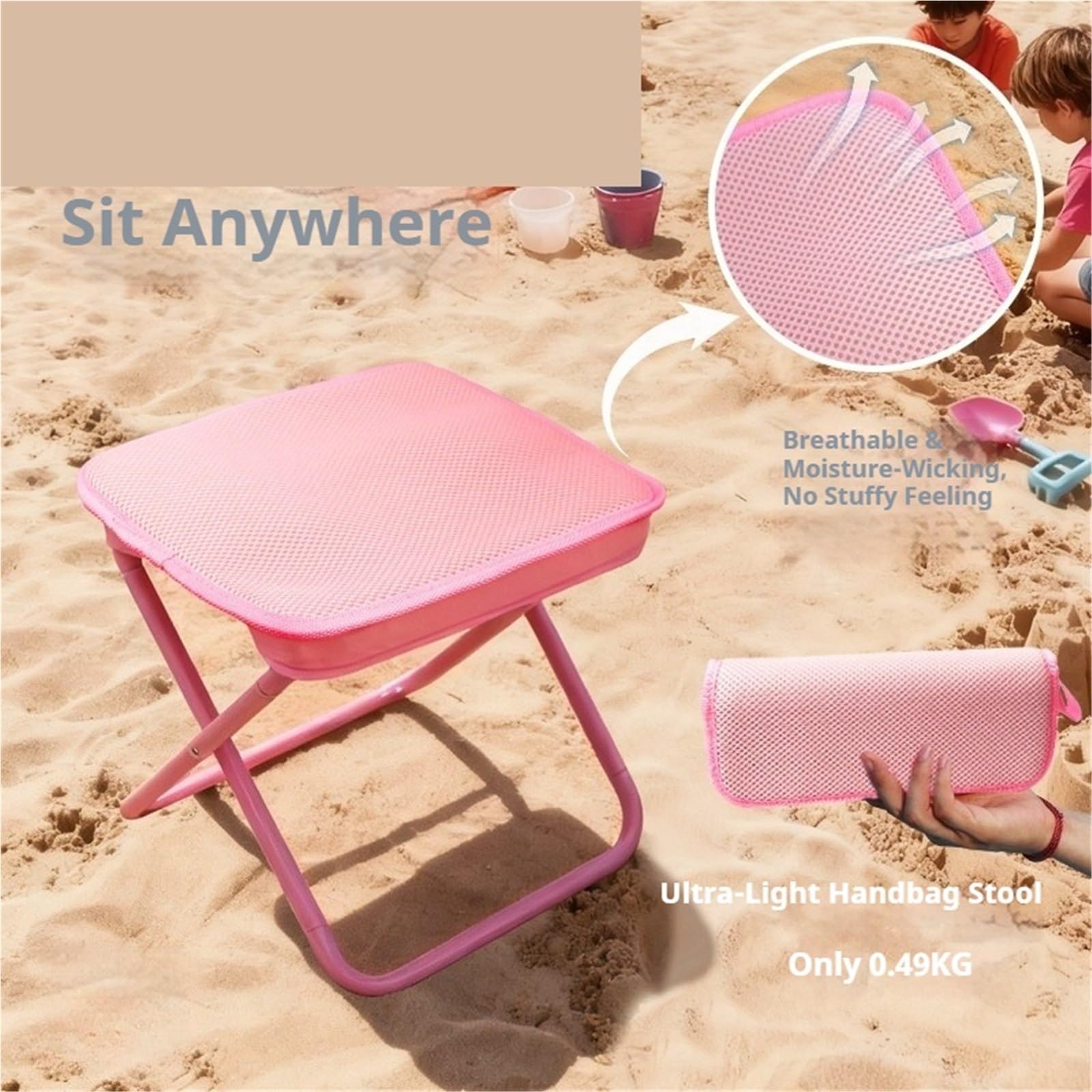 Sgabello Da Spiaggia Pieghevole Portatile | Leggero e compatto con borsa con cerniera for manico for picnic da viaggio da pesca in campeggio all'aperto
