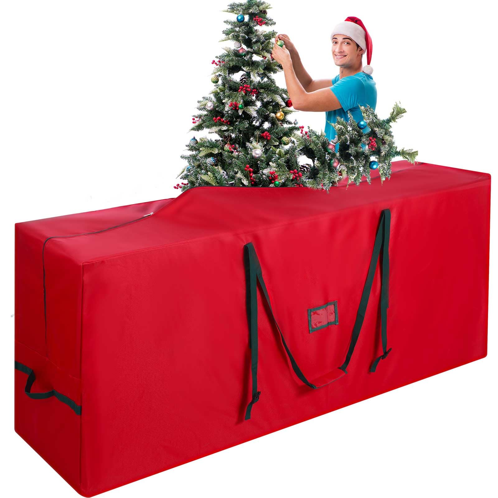 Abbylike Christmas Tree Storage Bag Fits up to 12 ft Tall Artificial Disassembled Trees 68x30x20 Inch Heavy Duty 600d Oxford Xmas Holiday Tree Bag with Durable Handles and Dual Zipper (Red)