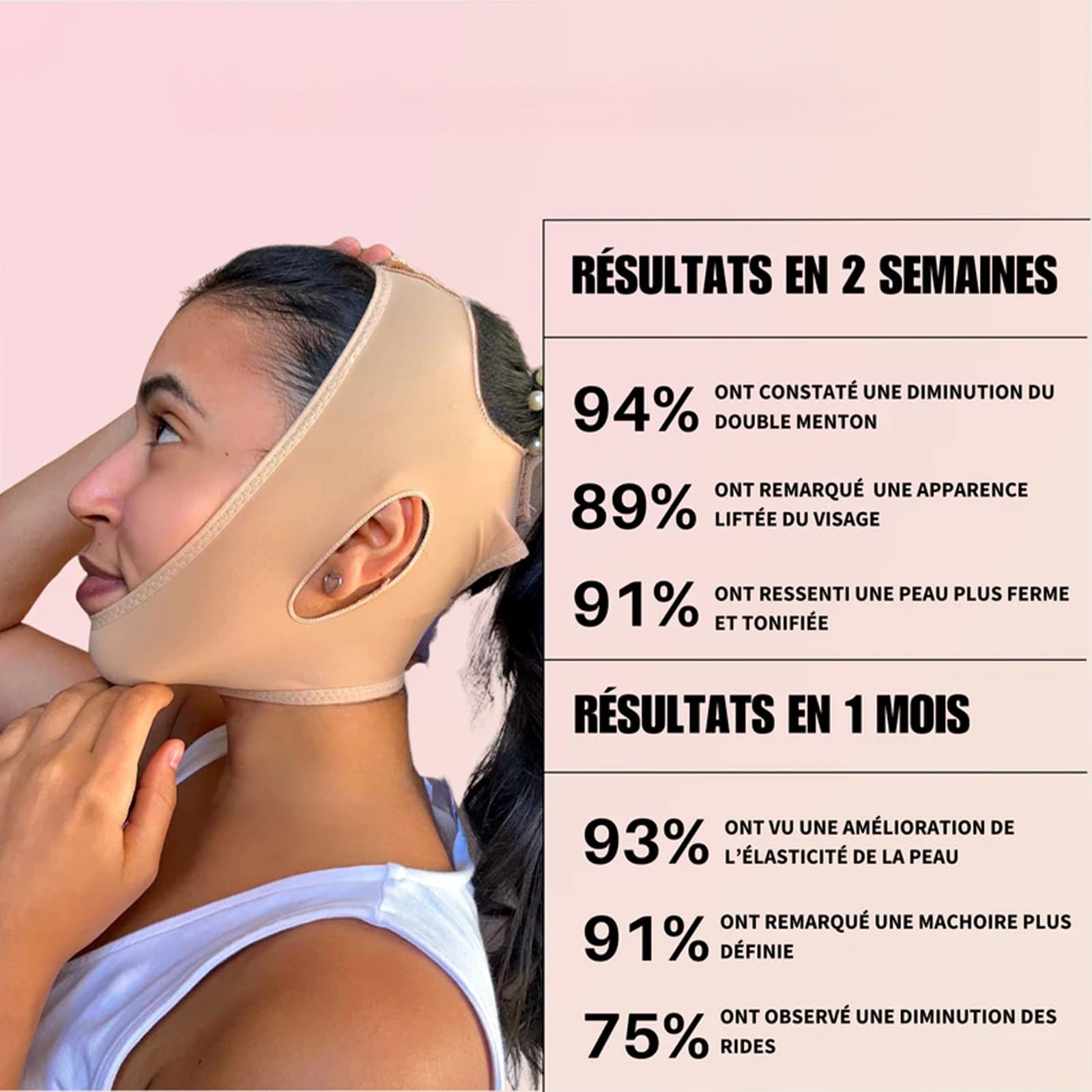 Sweetlifty Visage, Bande Raffermissante Pour Le Visage, Améliore Le Contour Du Bas Du Visage, Tissu Élastique Et Respirant, Convient À Tous (S)
