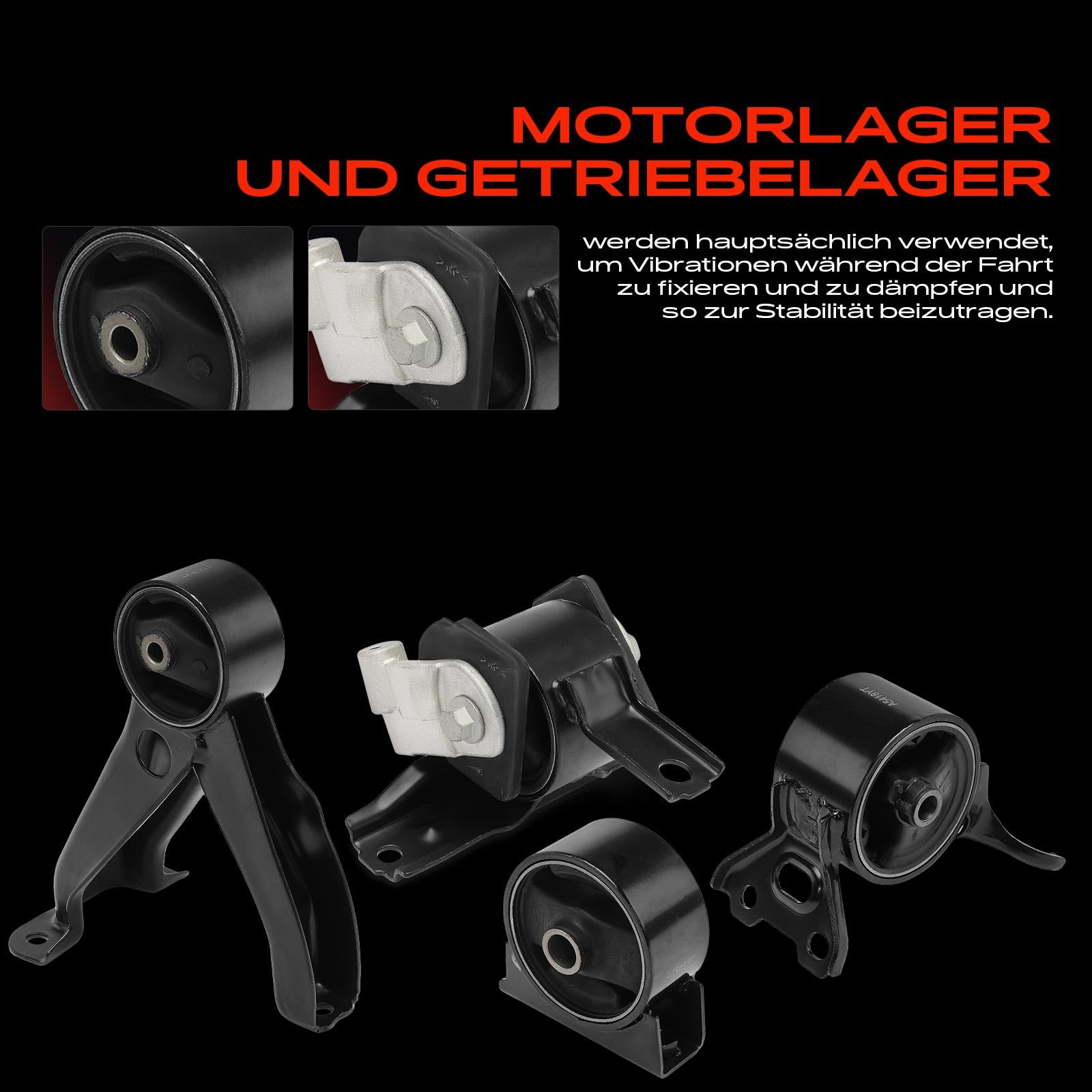 Frankberg 3 supporti motore + 1 supporto cambio A65078 A4587 | Compatibile con: Pilot