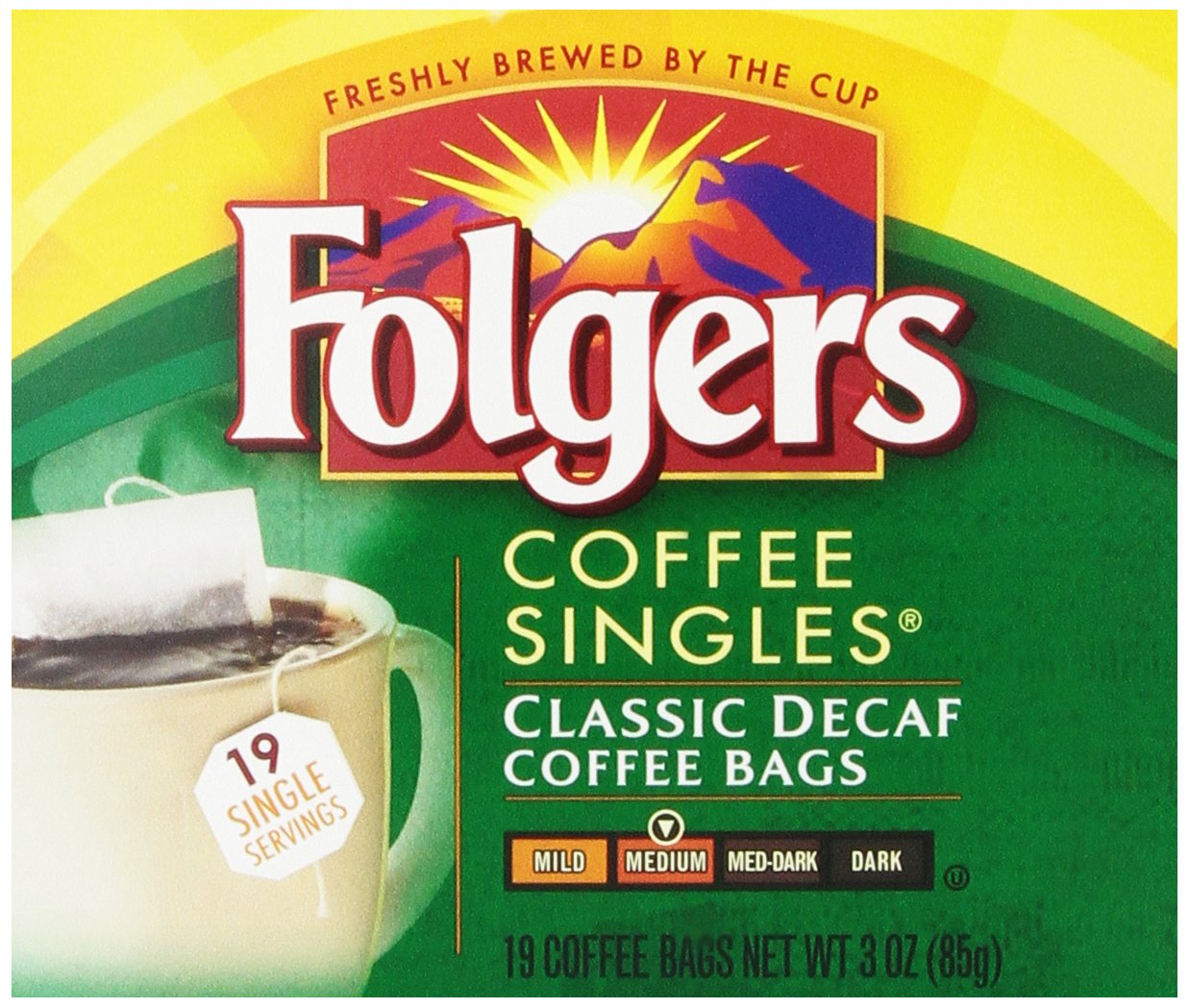 Folgers Coffee Singles Classic Decaf Coffee Bags, 3 Ounce (Pack of 12), Packaging May Vary