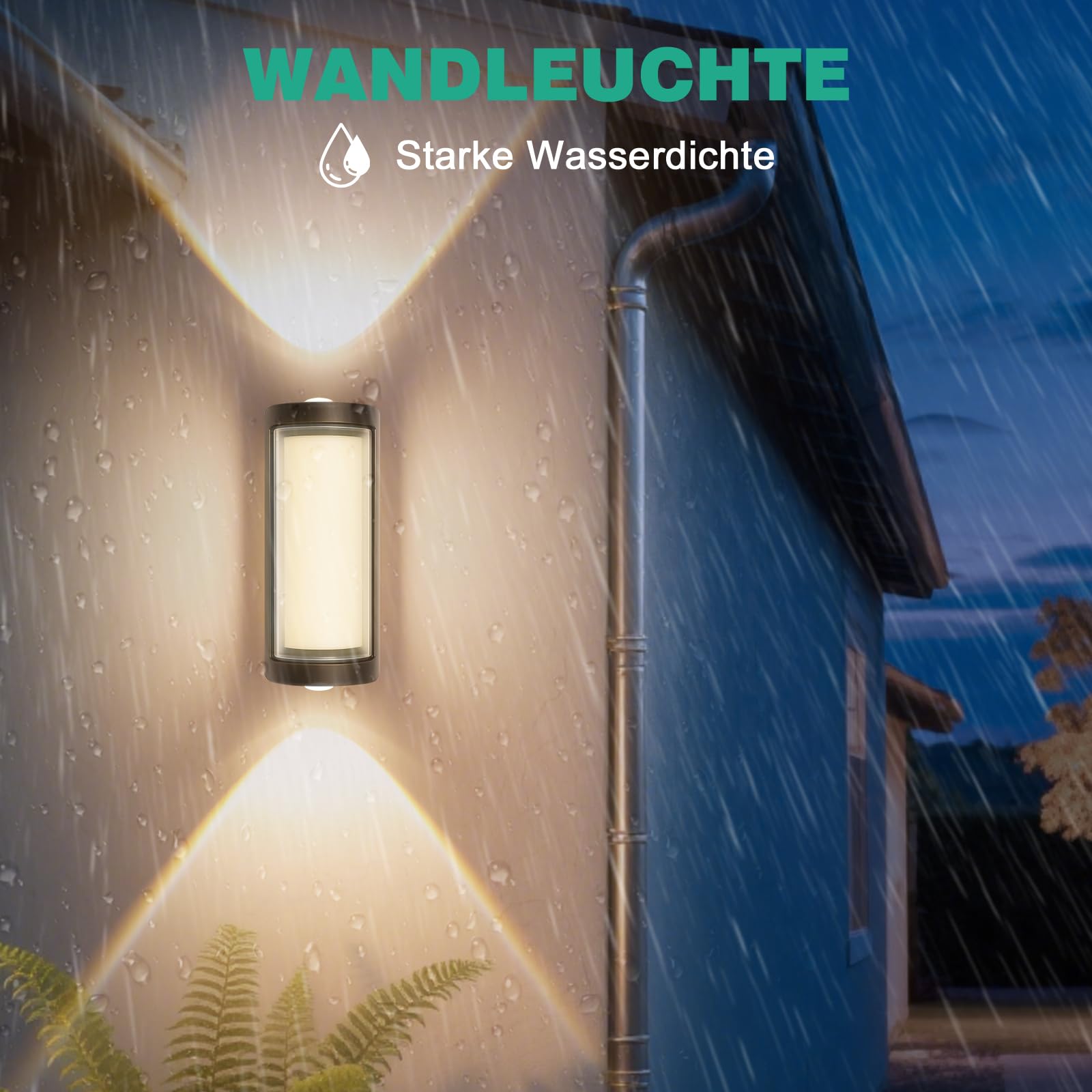 6 Stück Wandleuchte LED Wandlampe Innen/Aussen, IP65 Außenwandleuchte, Up Down Wandbeleuchtung 3000K Warmweiß für Wohnzimmer Schlafzimmer Garten, Schwarz