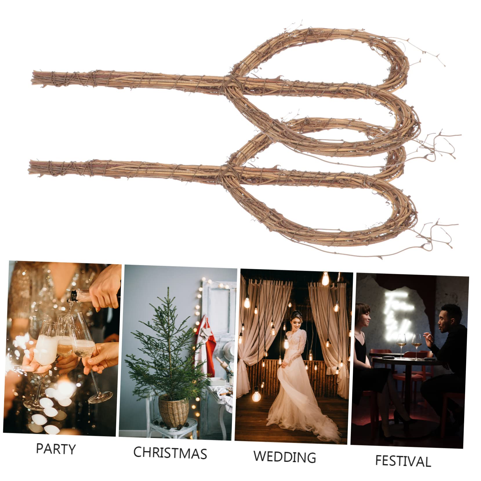 Amosfun 4 Sätze Blumenstrauß Zubehör Hochzeit Dekorative Hängende Ornamente Dekoration Kränze Weihnachtsdeko Christmas Decorations Girlandenring Selber Machen DIY-Rattan Coffee 2 Stück * 4