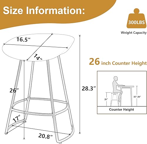 Miniatura 4 de Andeworld Juego de 4 taburetes giratorios modernos de 26 pulgadas de altura de mostrador, taburetes de bar de metal para cocina, isla de desayuno,