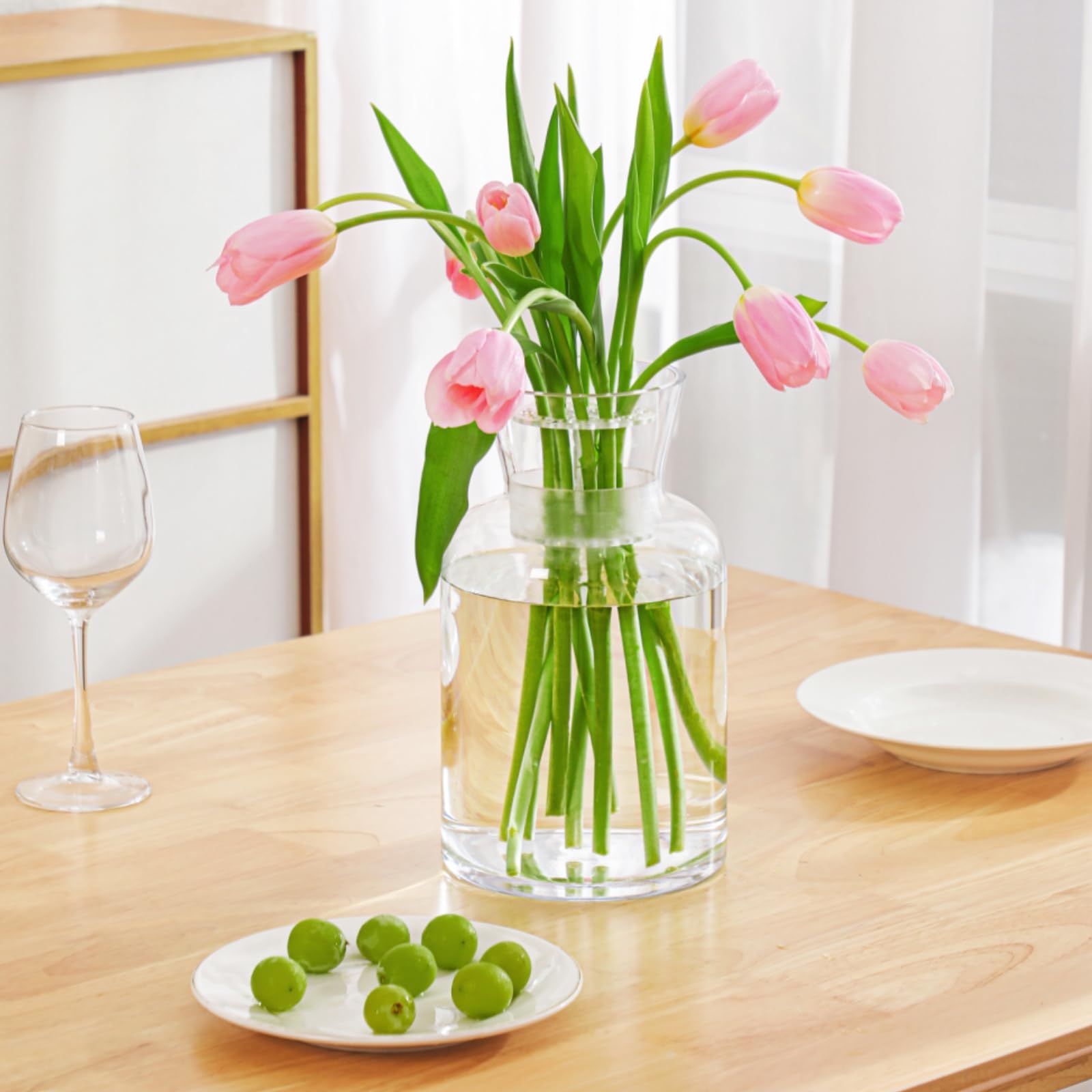 Amazon.co.jp: 大きな透明ガラスの花瓶、2つのスパイラル生け花ステム