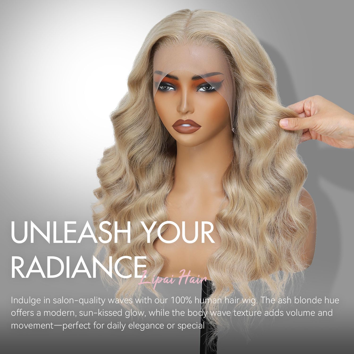 Ash Blonde Wig Human Hair 13x4 HD Lace Front Glueless Wigs for Women - Body Wave, Pre Plucked Hairline, Mini Knots, 250% Density - Image 2