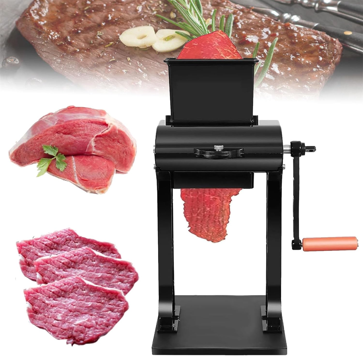 Vertical Manual Meat Tenderizer, Stainless Steel Jerky Slicer Meat Cuber, Steak Flatten Tool for Home Kitchen Restaurant Cooking