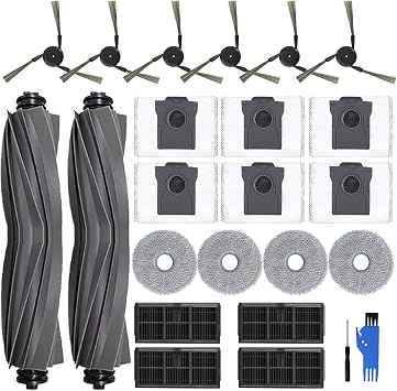 22 Pieces Accessories Replacement for Mova P50 Pro Ultra/P50 Pro for Dreame X40 Ultra Complete / L40 Ultra Vacuum Cleaners, 2 Main Brushes, 4 Mop Pads, 4 Filters, 6 Dust Bags, 6 Side Brushes