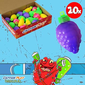 CAPTAIN PLAY Effervescent Fruits Economy Pack 20 Sour Effervescent Fruits in Individual Packaging 200g Sweets for Party Bags Children's Birthday Parties