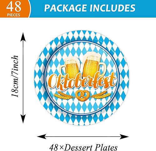 Miniatura 2 de Tevxj 48 platos de Oktoberfest para fiesta de Oktoberfest, platos de papel desechables, platos de postre, platos de cena para Oktoberfest,