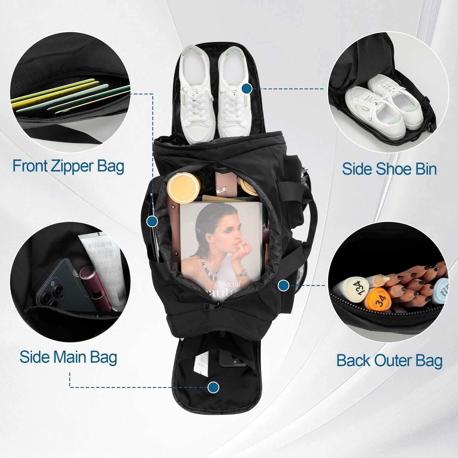 Image secondaire de Cozary Sac de Voyage Pliable 31L avec Compartiment à Chaussures