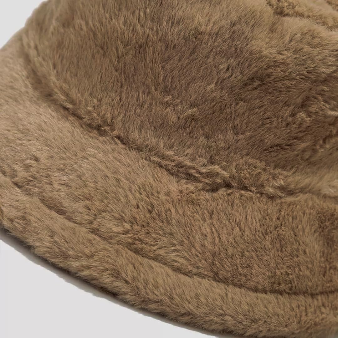 Winter Faux Fur Fuzzy Bucket Hat Fluffy Warm Hat Furry Fisherman Cap for Women Men - Image 3