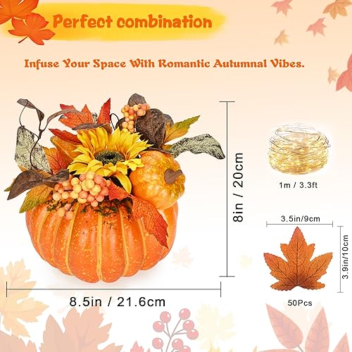 Miniatura 5 de Decoración de otoño, decoraciones de calabaza falsas, calabazas artificiales para decoración, centros de mesa de otoño para mesas, decoraciones de