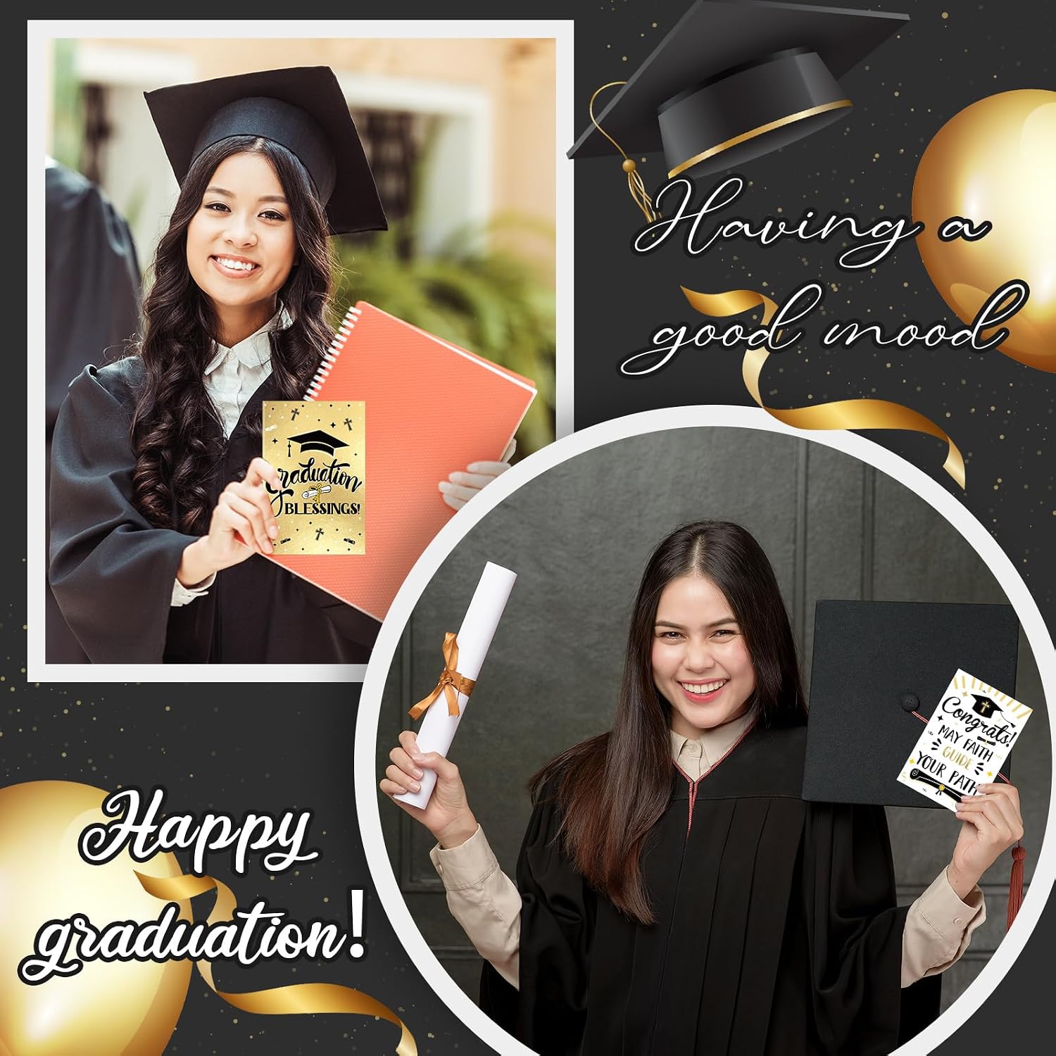 Fainne 120 Pack Graduation Cards Religious with Envelopes and Stickers Christian 6 Design Assortment Grad Gift Greeting Cards for Graduation Party Supplies