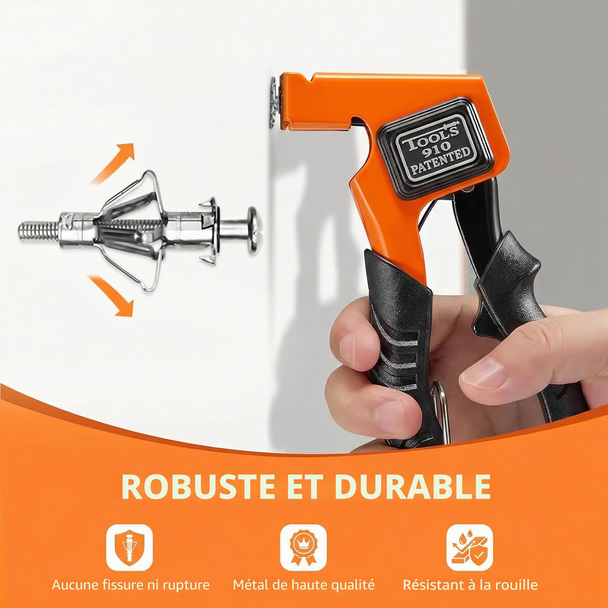 Kit Cheville Molly avec Pince, Assortiment avec 30 cheville Molly Metallique pour Placo Brique Creuse, Pince Professionnel Convient à M4/M5/M6