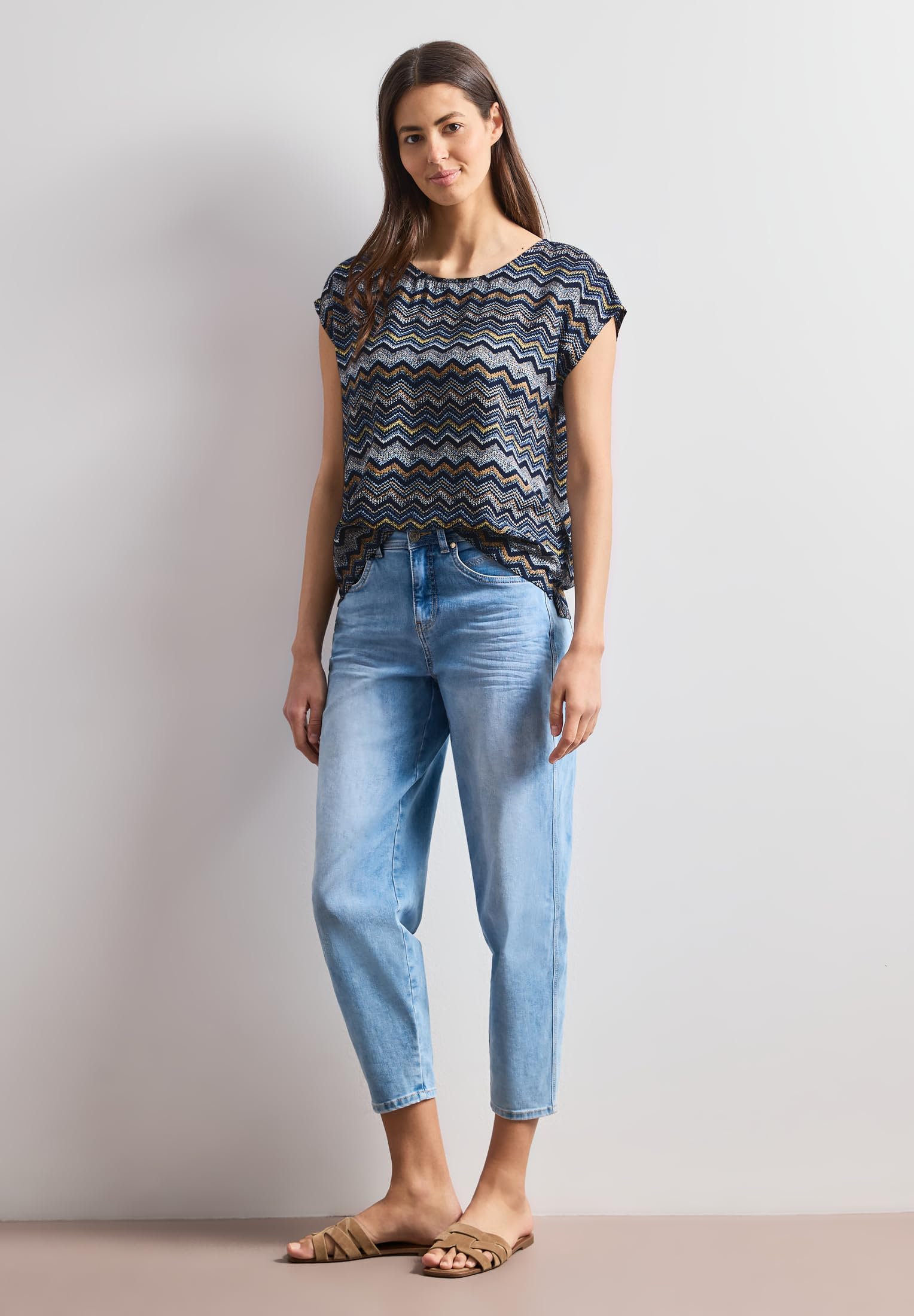 Street One Damen Dropped Shoulder Blusenshirt mit Rundhals