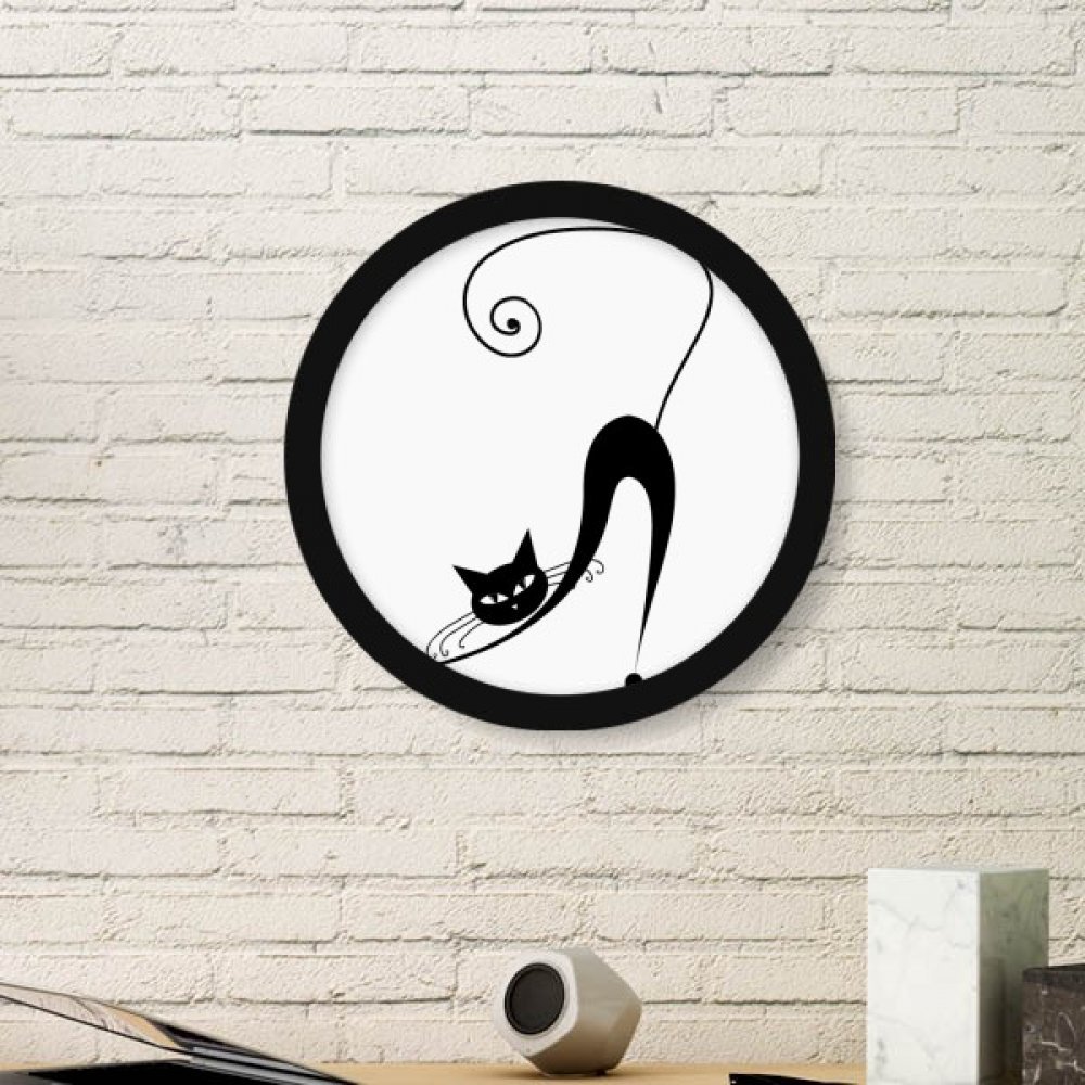Stickers muraux chat Halloween cadre photo rond noir pour sublimer un mur blanc vide