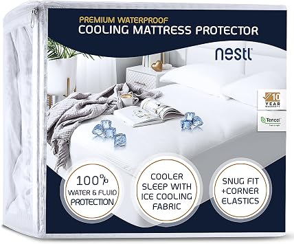 Nestl Waterproof Mattress Protector, Washable Mattress Cover, Fitted Mattress Pad with 17" Deep Pocket Queen