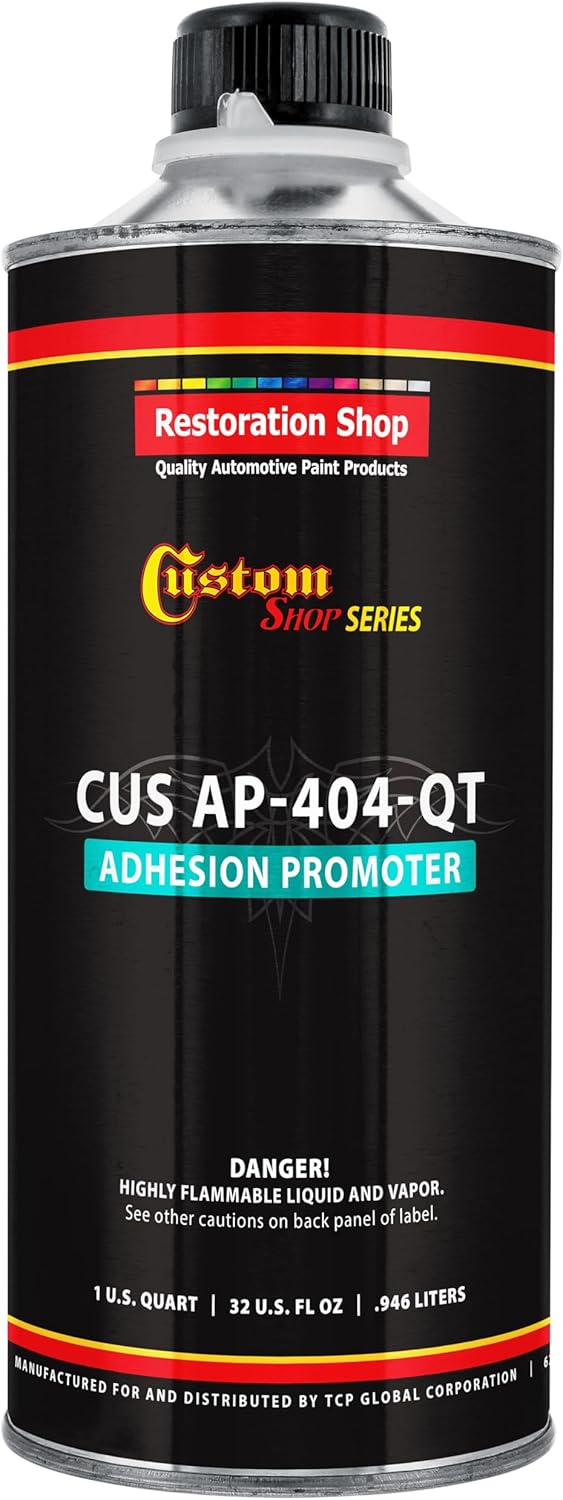 Custom Shop Premium Universal Adhesion Promoter and Tie Coat, 1 Quart - Paint Provides Superior Adhesion to Metal, Plastic, Fiberglass, Flex Agent - 50 State VOC Compliant for Autobody and Industrial