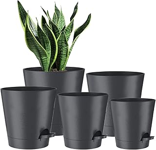 Sponsored Ad - Self Watering Planters 7/6.5/6/5.5/5 inch, Self Watering Plant Pots with Drainage Holes and Reservoir for I...