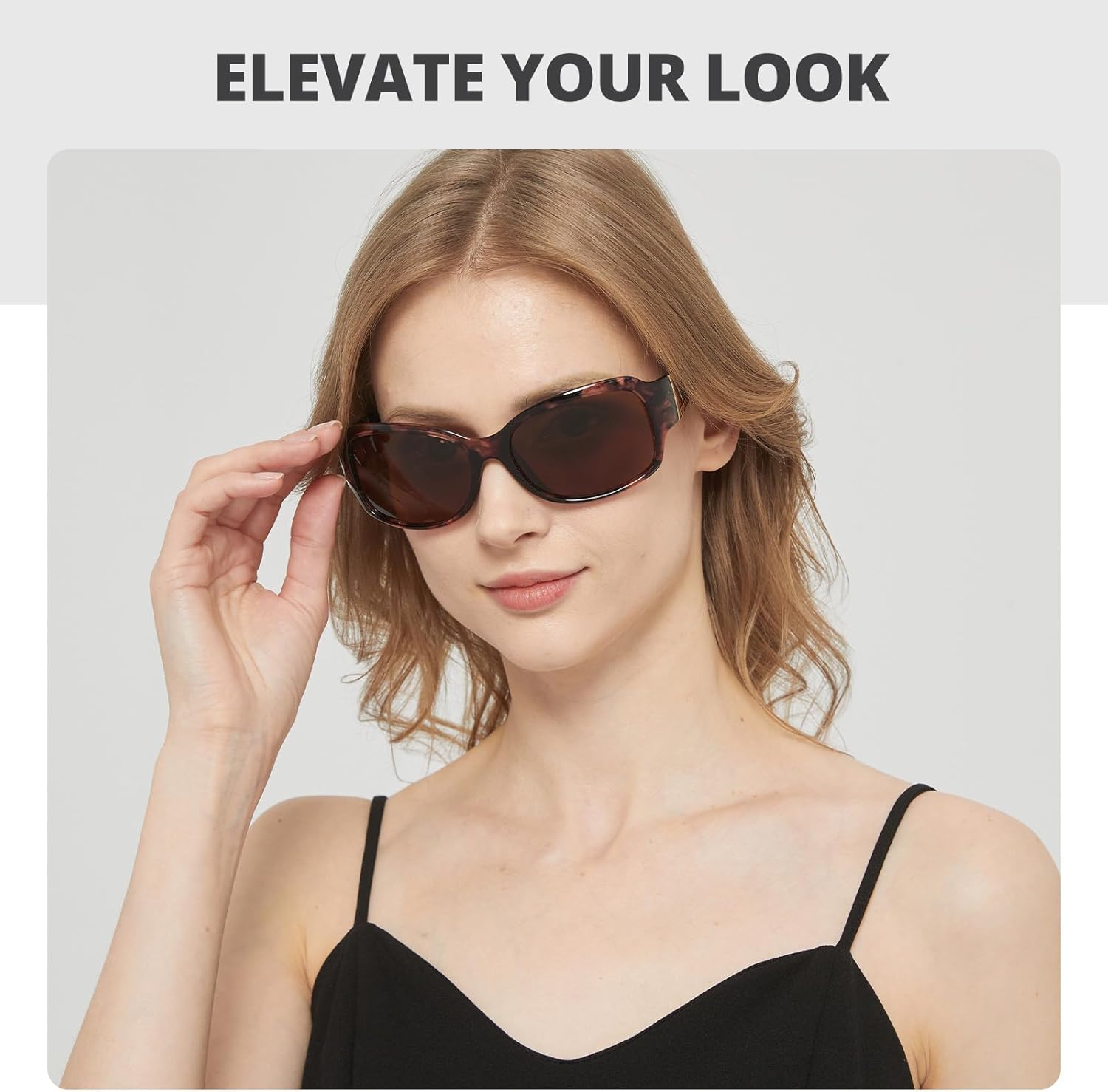 LVIOE Polarized Sunglasses for Women Fashionable Wrap Around Sunglasses with UV400 Protection LS6202 - Image 2