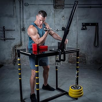 Arm Wrestling Battle Table Pulley Training Set, Wrist and Forearm Strength Machine with Handle, Multi-Angle Adjustment, Steel, 40x12x8.5 Inch