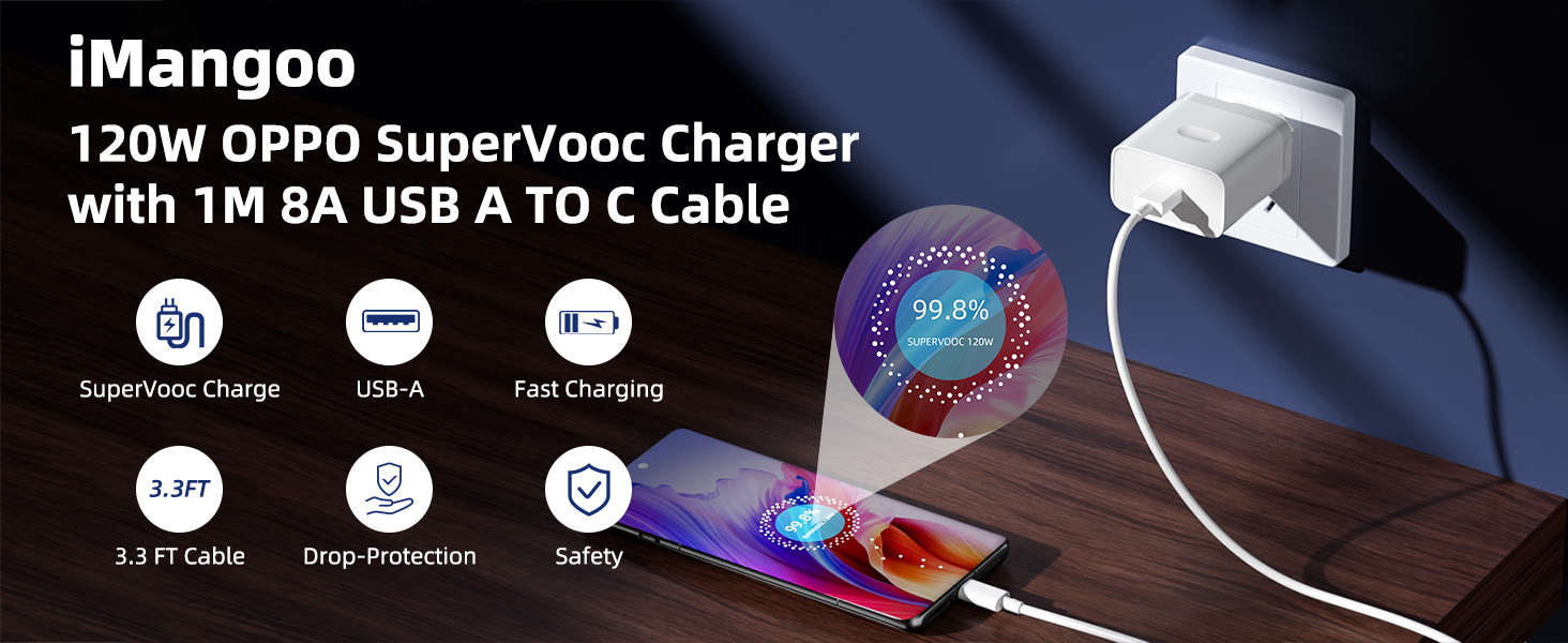 Chargeur De Voiture Double USB QC 3.0 Avec Câble USB Type-c,Charge Rapide,pour OPPO A52 A92 A72