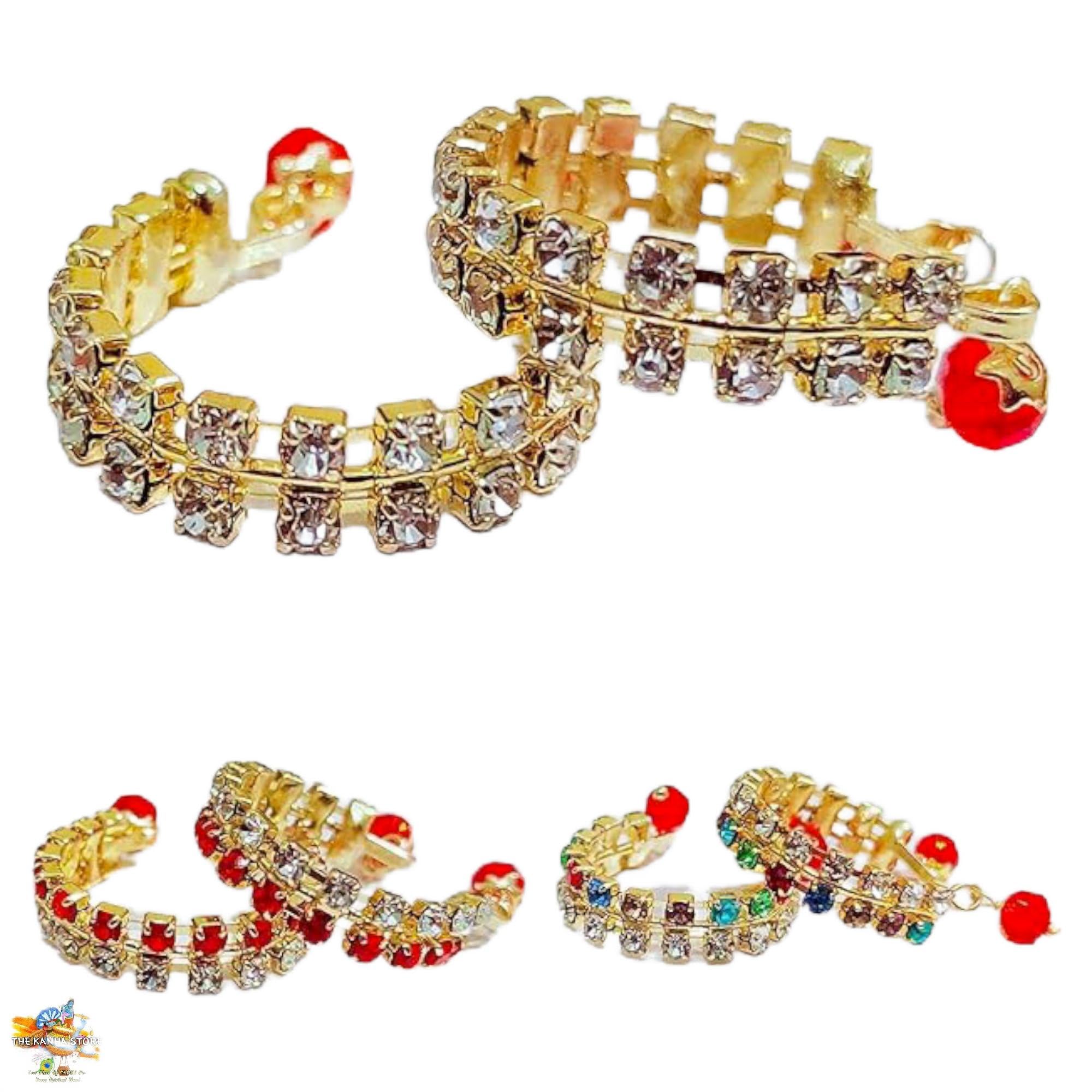 The Kanha Store Red Latkan Kada – Set of 3 Stone & Metal Bangles Payal for Laddu Gopal, Radha Krishna ji | Brij Sugandha (Medium) (B09CMTMKJ5) Amazon Price History, Amazon Price Tracker