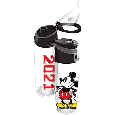 Disney Plastic Water Bottle for Kids and Adults, 2021 Original Sketched Mickey Mouse Design, 9 Inches