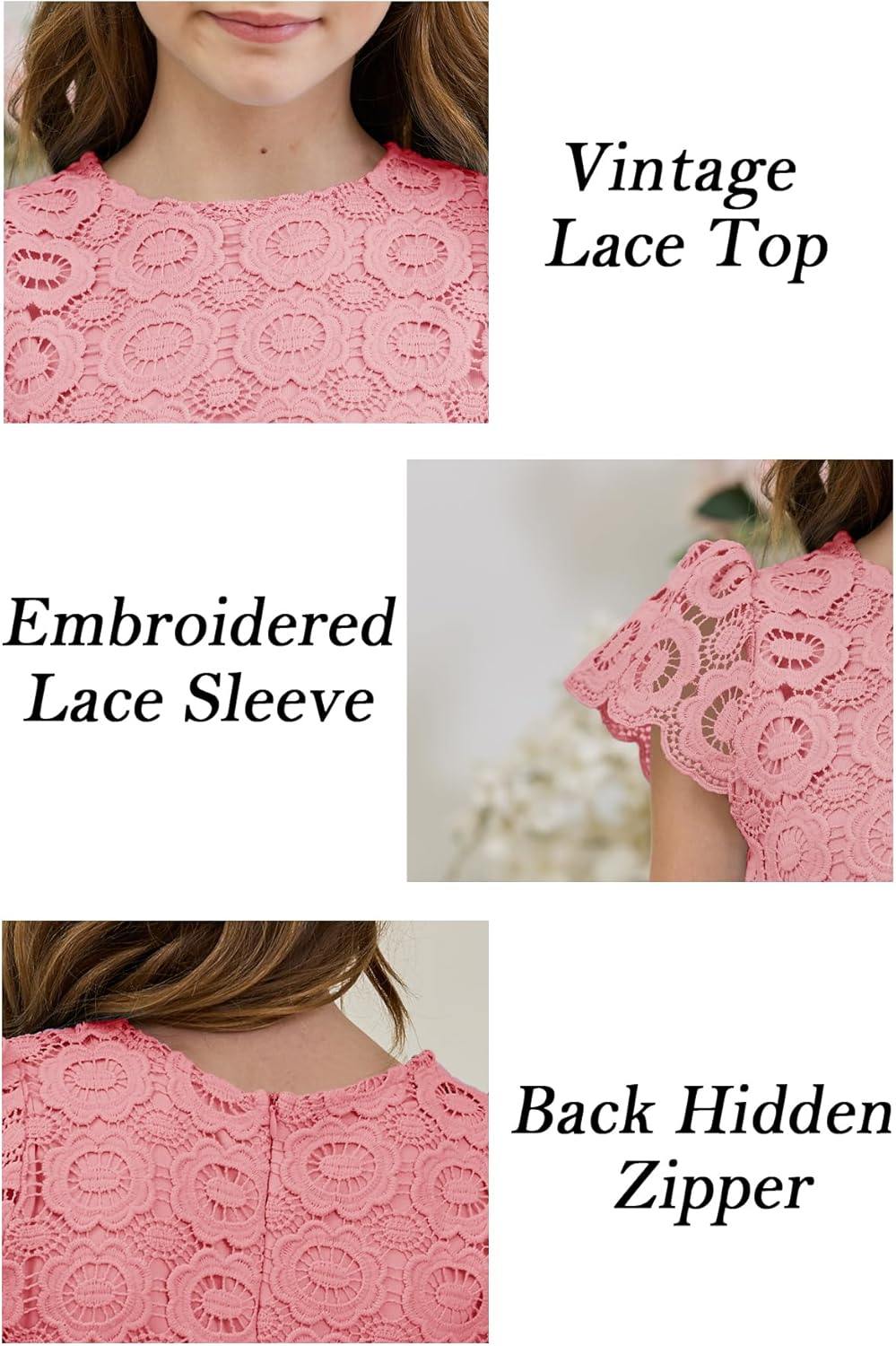 HOSIKA Girls Vintage Chiffon Ruffle Sleeve A-Line Wedding Party Maxi Junior Bridesmaid Dress for Kids 6-12 Years - Image 6