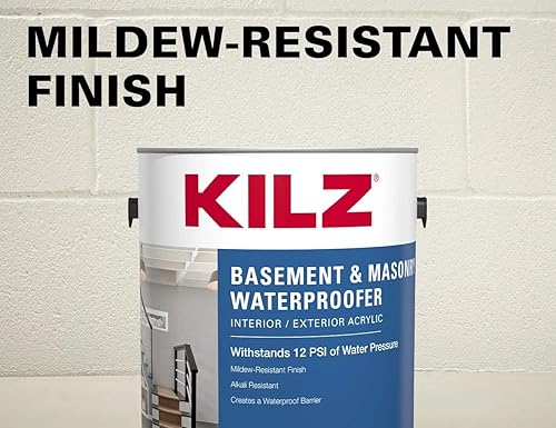 Miniatura 4 de KILZ Pintura impermeabilizante para sótanos y mampostería, interior/exterior, blanca, 1 galón