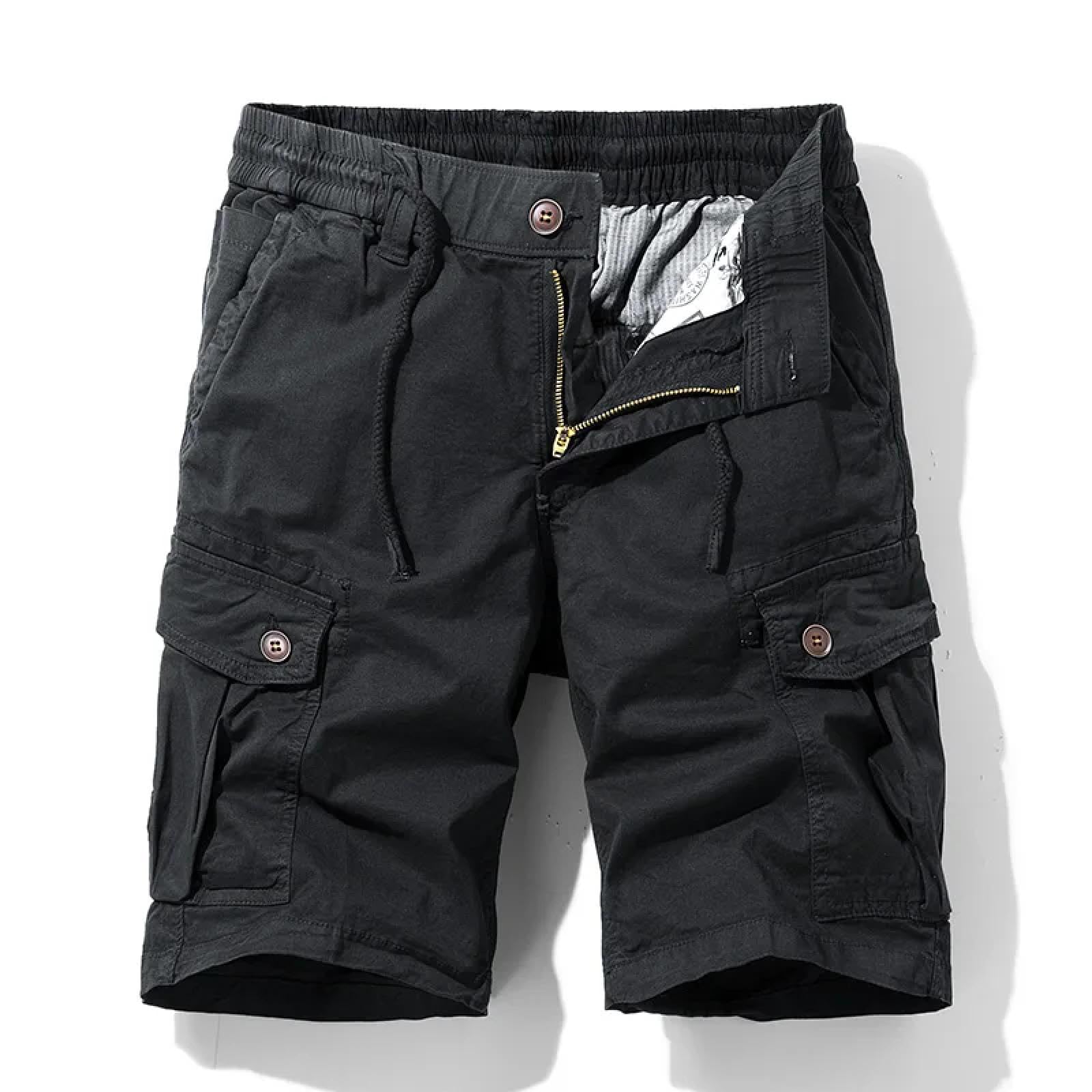 Shorts Kurze Hose Männer Baumwolle Shorts Hosen Herren Kleidung Elastische Taille Casual Solide Strand Jogger Multi Tasche Shorts Männlichen
