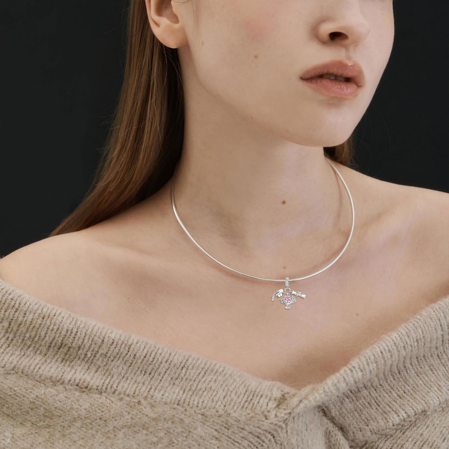 Graduation Bracelets with Triple Dangle Charm Silver Bracelets For Women Flower Stone Bracelets For Women High School Graduation Gifts 2026 Inspirational Gifts