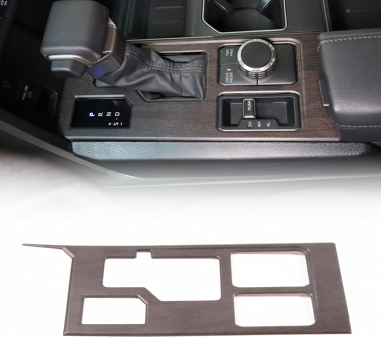 CHEAYAR Gear Shift Panel Trim Cover Fit for Toyota Tundra 2015-2021, ABS Gear Shift Console Anti-Scratch Panel Protector Frame Cover (Oak Grain)