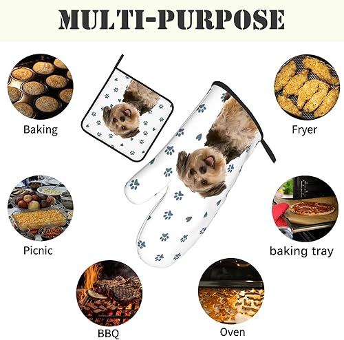 Miniatura 6 de Manoplas de horno personalizadas, soportes para ollas con nombre y foto personalizados, resistentes al calor y al calor, antideslizantes, para