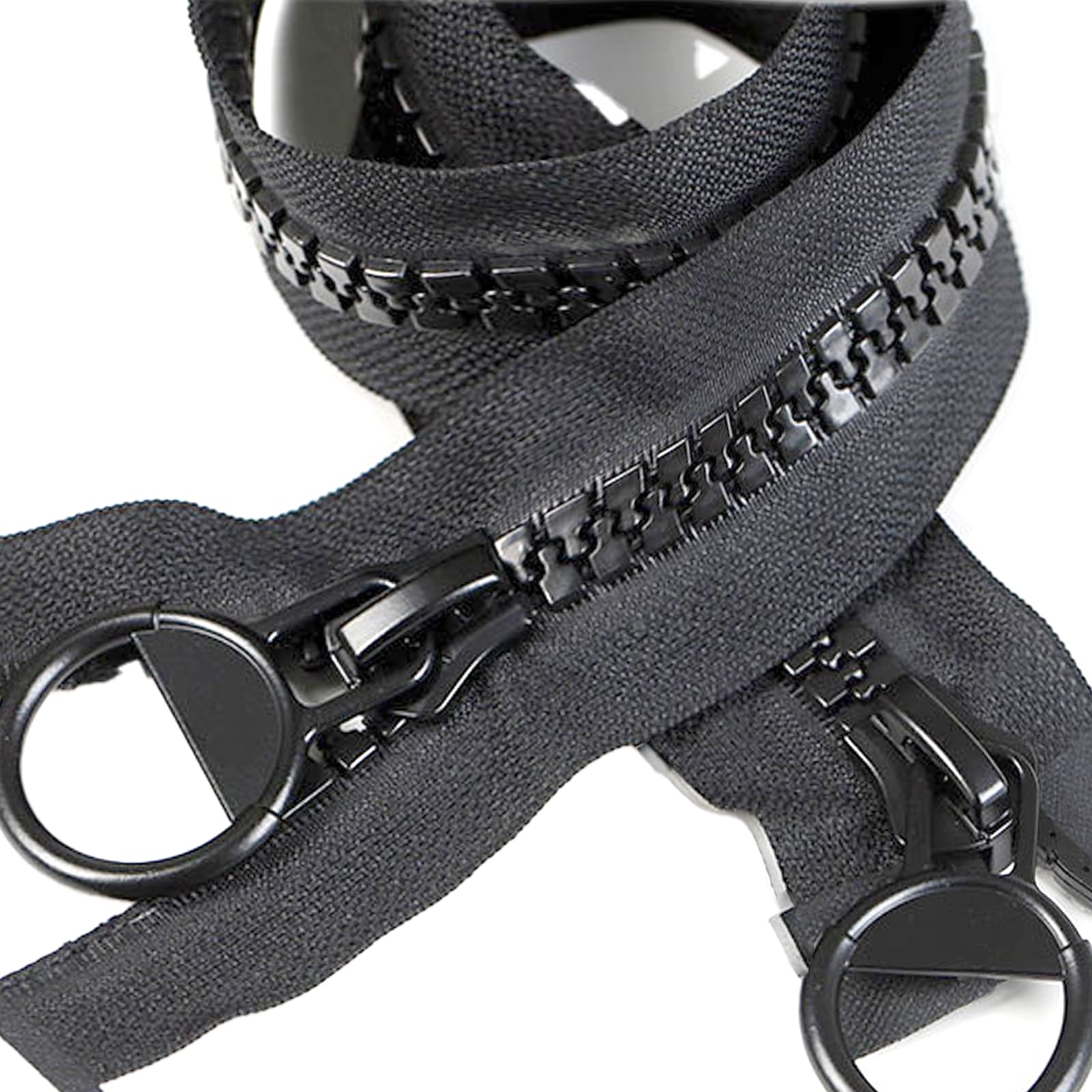 Heavy Duty Separating Zipper 120cm/ 47in Double Pull Resin Teeth for Coat Replacement Bags Outdoor DIY Sewing Tailor (Black 120CM/47in)