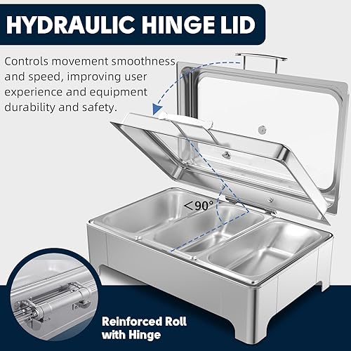 Miniatura 5 de THXSUN Plato eléctrico para rozar, 2 platos eléctricos de tamaño medio de 4.5 cuartos de galón con ventilación de aire, servidores de buffet de 400