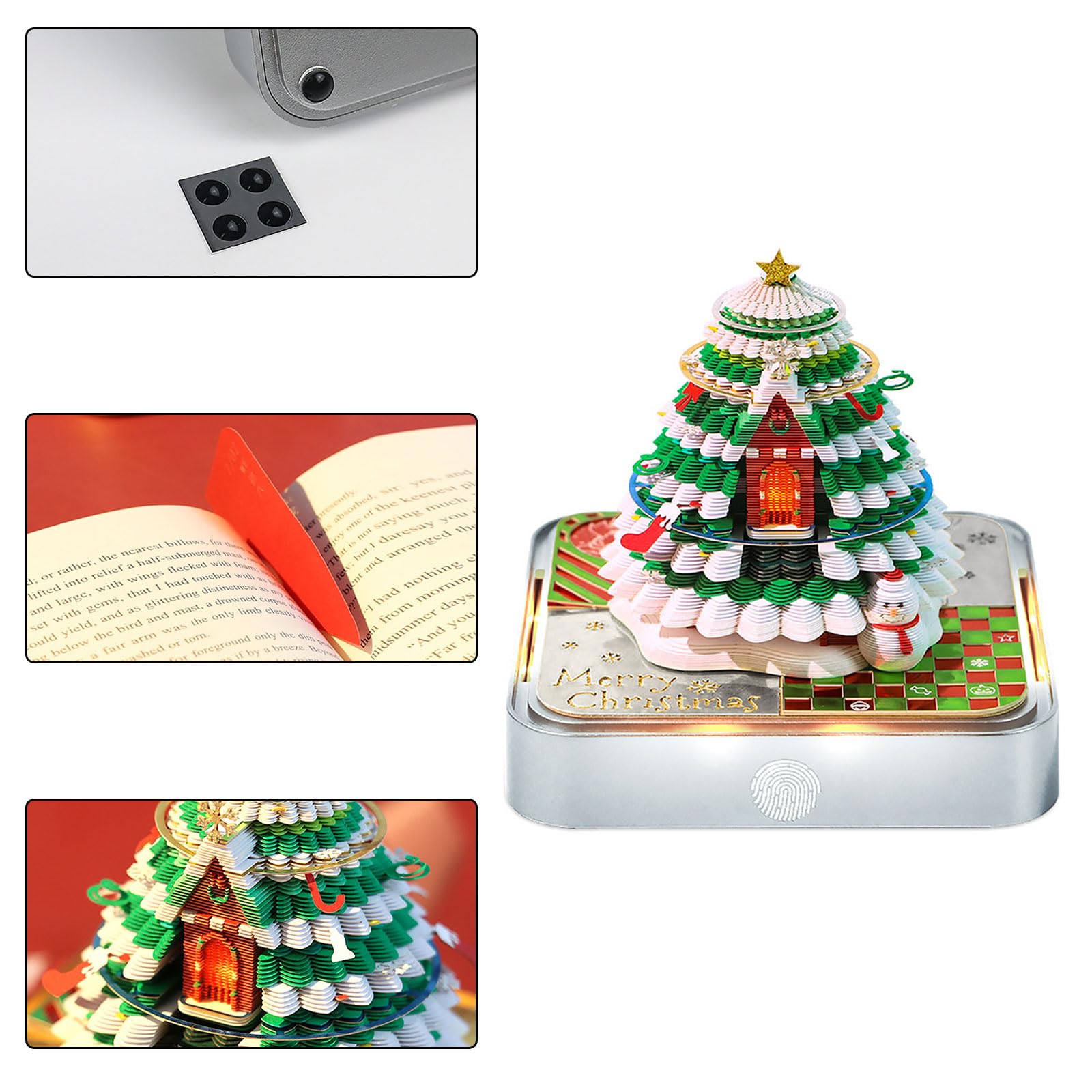Calendrier mémo réutilisable 2026 tridimensionnel avec lumières LED à activation tactile et papier décoratif pour les vacances, cadeau créatif, décoration de bureau