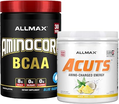 ALLMAX Aminocore + ACuts Stack BCAA Amino Acid & Energy Support Supplement Workout Recovery, Hydration, Focus & Performance Formula 30 Servings Each